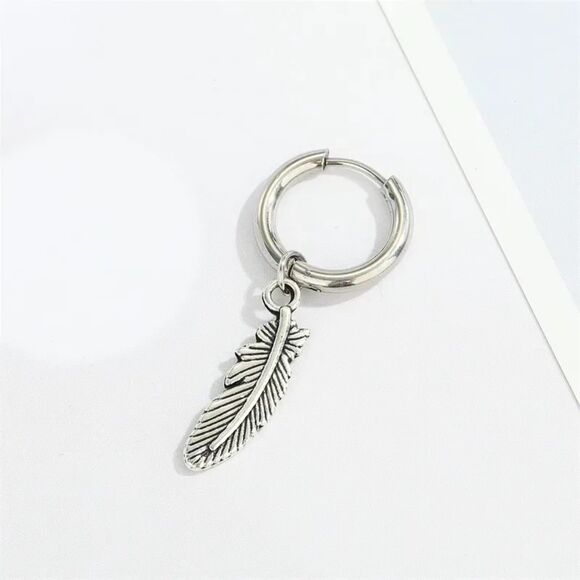 Plated stainless steel irregular feather design Single Earring Boho inspired - Picture 1 of 1